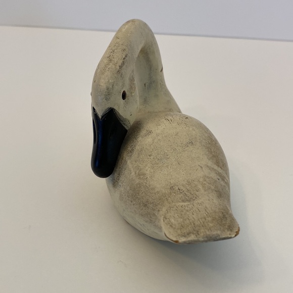 Swan Vintage Hand Carved Small Wooden White Primitive Countrycore Farmhouse - Picture 8 of 13